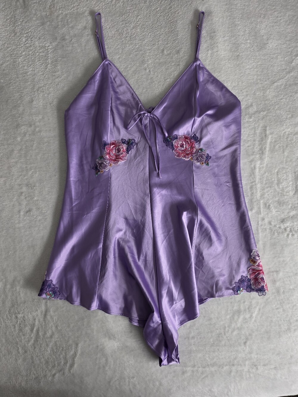 Victoria's Secret Purple Floral Embroidered Romper Medium